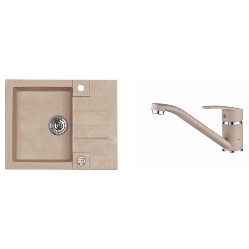 Alveus - Sets - Ensemble d'évier Rock 30 et la robinetterie Nina, beige SETA041