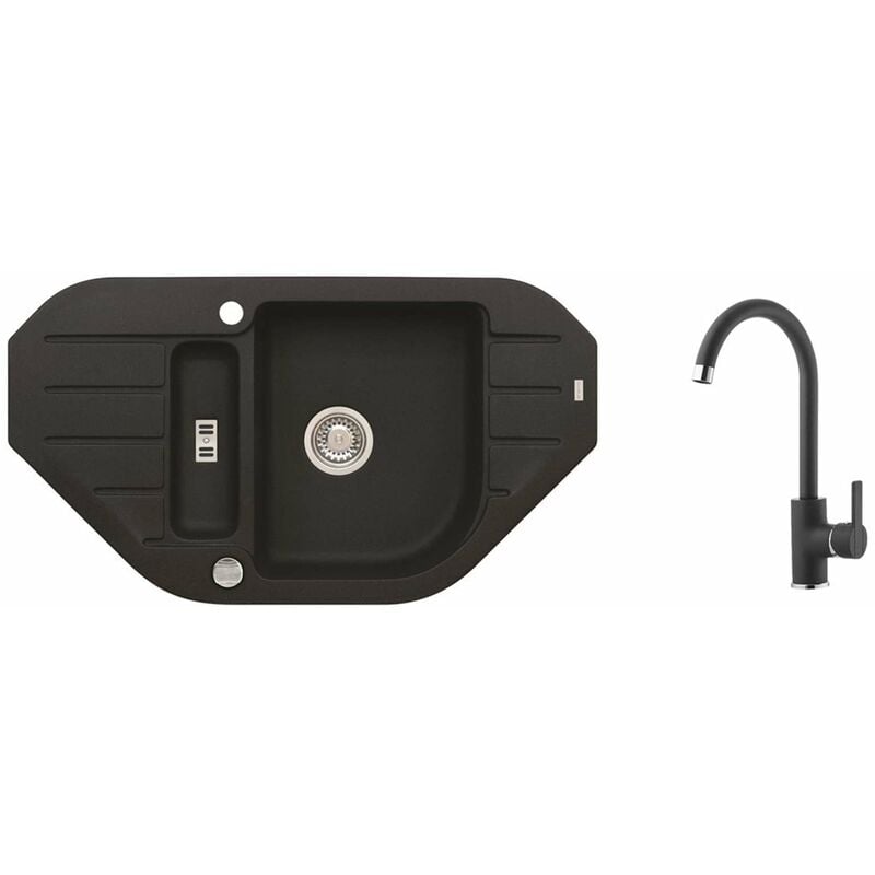 Alveus - Sets - Ensemble d'évier Niagara 60 et la robinetterie Tonia, carbone SETA166