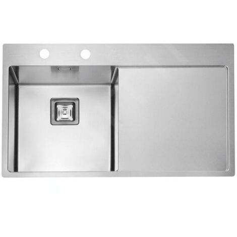 Alveus Stylux - Évier 860x510 mm, avec commande de vidage, bac à gauche, noir 1084293