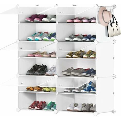 ALVOEZ—dyk Meuble à chaussures blanc 80 x 30 x 90 cm – Rangement jusqu'à 24 paires – Matériau plastique PP – Design semi-transparent pour couloirdengyank