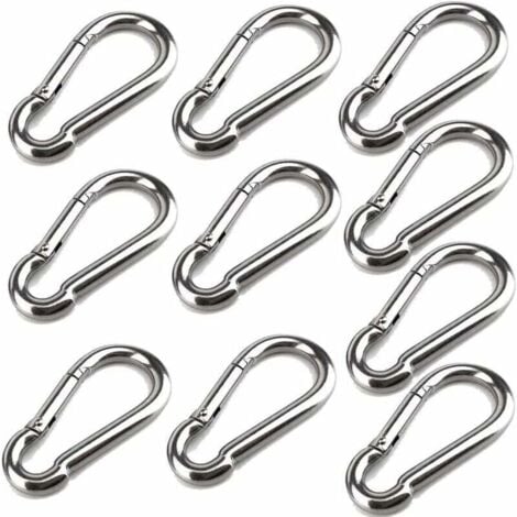 AlwaysH 10 x 40mm x 4mm carabiners, 304 stainless steel carabiner with carabiner, load capacity up to approximately 80 kg.
