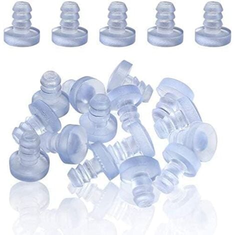AlwaysH 100 Pieces Glass Table Bumpers with Stem, Clear Rubber Clamps, Patio Table Spacers, for 3/16 Inch Hole