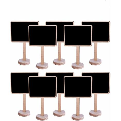 AlwaysH 10pcs mini tableau noir tableau décoratif en bois avec signe de support de stand