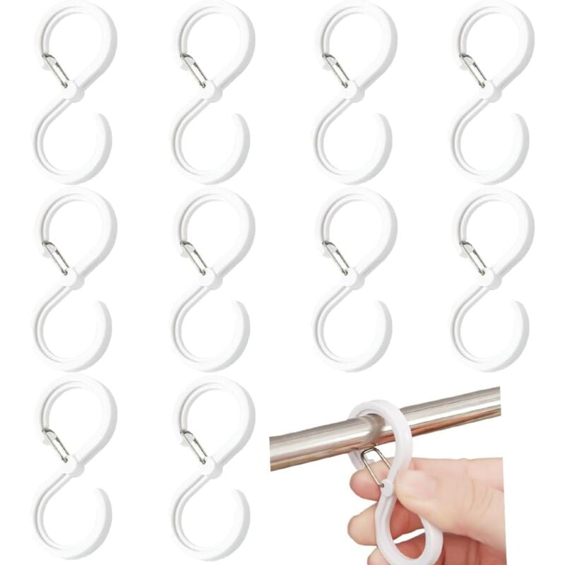 10pcs Plastic s Hook, Anti-Drop s Hook, Multifunction Hanging Hook with Safety Buckle, for Bedroom Kitchen Bathroom Office,36.5cm,White - Alwaysh