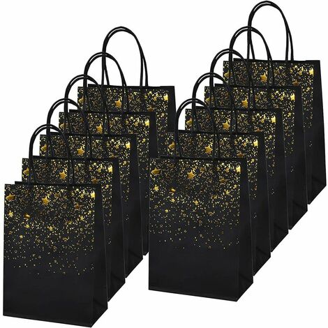 AlwaysH 10Pcs Sac de Kraft, Sac Cadeau en Papier, Sac Papier Kraft avec Poignée, Noir Bronzage Kraft Sac Cadeau, Pochettes Cadeaux Recyclable pour Anniversaire Mariage Fête-Devenirriche