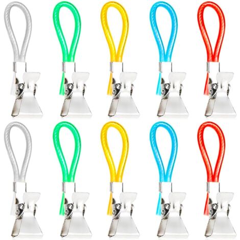 AlwaysH 10Pcs Towel Clip, Tea Towel Hook, Kitchen Towel Clip, Multicolored Towel Clips, Metal Hanging Kitchen Clips, for Kitchen, Cupboards and Bathrooms (5 Colors)