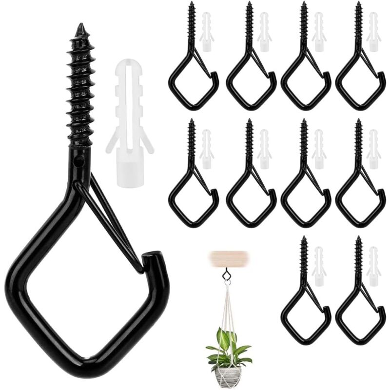 12 Pack Wall Hooks, Ceiling Hooks, Black Screw Hooks, Screw Wall Hooks, Eye Screws, Small Hook Screws, Screw Hooks, Ceiling Screw Hooks - Alwaysh