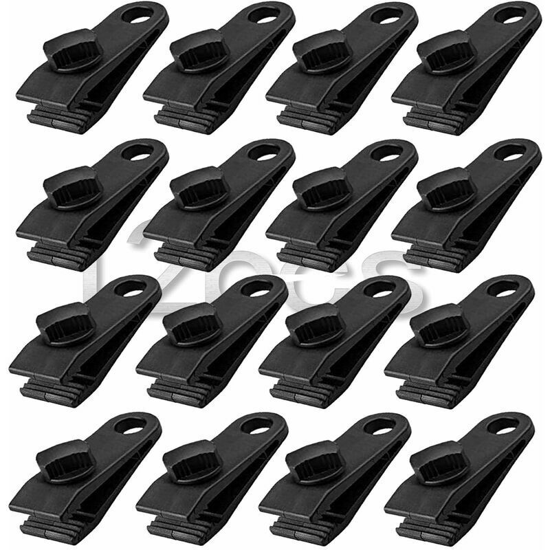 Shining house 12Pcs Tarp Clip Clamp, Heavy Duty Tarp Clips Set Instant Awning Clamp for Tents Tarp Caravan Garden Shade Cover, Black (12)