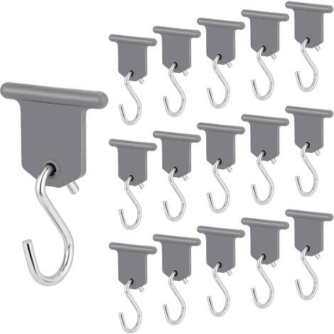 AlwaysH 16 Pairs Camping Car Awning Hooks RV Awning Accessories S-Shaped Hook Easy to Install for Camper Caravan Indoor Outdoor Supplies Christmas Tent (Grey)