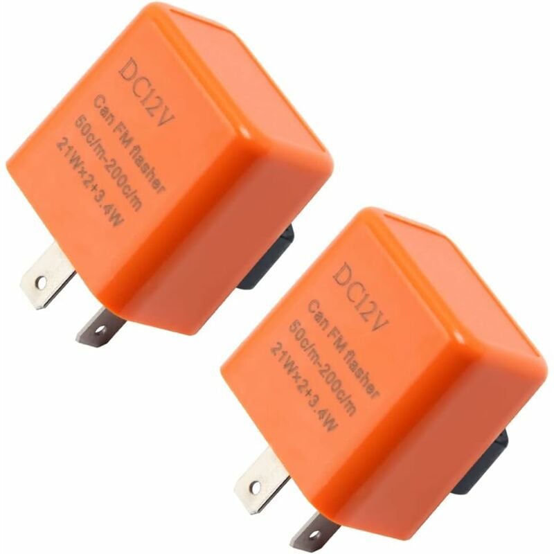 Ahlsen - AlwaysH 2 Pieces 12V 2 Pin Flasher Relay Orange Adjustable Indicator Relay Central Flasher Relay for Motorcycle Scooter Blinker Flasher