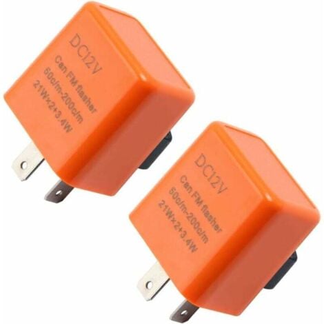 AHLSEN AlwaysH 2 Pieces 12V 2 Pin Flasher Relay Orange Adjustable Indicator Relay Central Flasher Relay for Motorcycle Scooter Blinker Flasher Relay LED