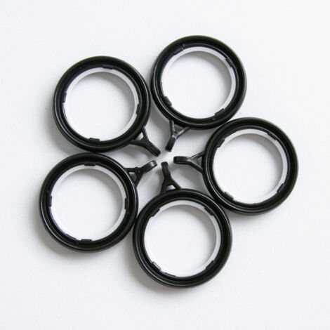 AlwaysH 20Pcs Curtain Rings, 40mm Curtain Hooks, Shower Curtain Ring for Door Curtain, Window Curtain, Black