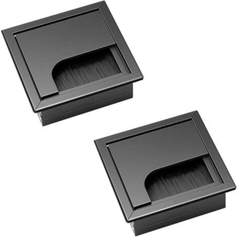 AlwaysH 2Pcs 80mm80mm Aluminum Alloy Recessed Desk Cable Grommet with Brush Gasket for Desks Wire Storage and Organization Sturdy and Durable Office Accessories