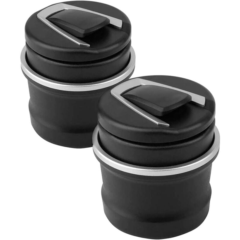 AlwaysH 2Pcs Car Ashtray Windproof Ash Holder Black Detachable 2 in 1 Portable Car Cigarette Ashtray Holder