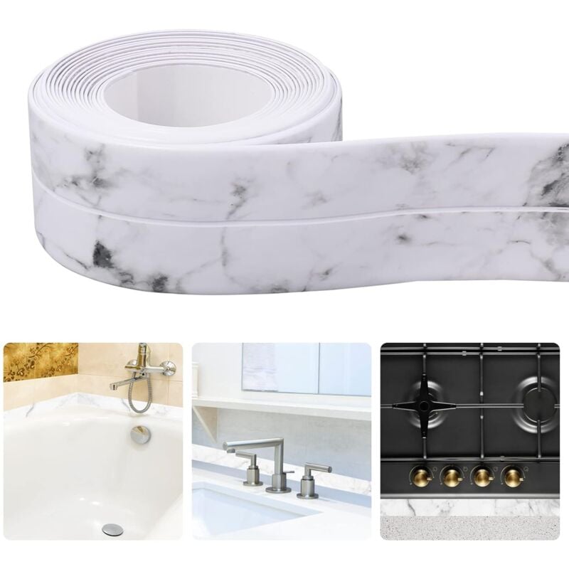 2pcs Caulking Tape pvc Sealing Strip Self Adhesive Tape Waterproof Bathtub Seal Decorative Caulking Tape for Kitchen Sink Toilet Bathroom Bathtub