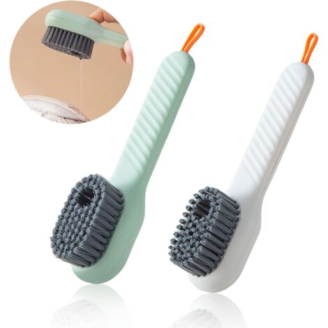 AlwaysH 2pcs Household Soft Bristle Cleaning Brush, Multifunctional Liquid Shoe Brush Press Type Shoe Washing Brush, with Soap Dispenser