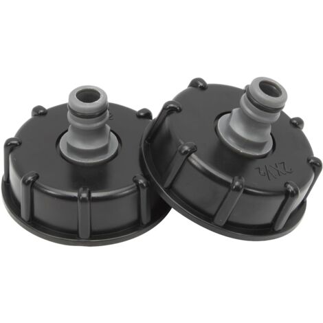 AlwaysH 2Pcs S60x6 IBC Tank Cap 1000L Tank Connector, 1/2" Outlet Diameter Nipple Connector 60mm for Ton Valve, 1/2" Garden Hose Connector