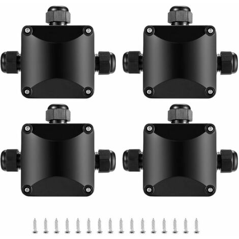 AlwaysH 4 Pièces Boîte de Jonction IP68, Connecteur Étanche 3 Voies Connecteurs Boîtier Électrique Extérieur, Boite Raccord Electrique Etanche - Ø 5.5mm-10 mm/Noir