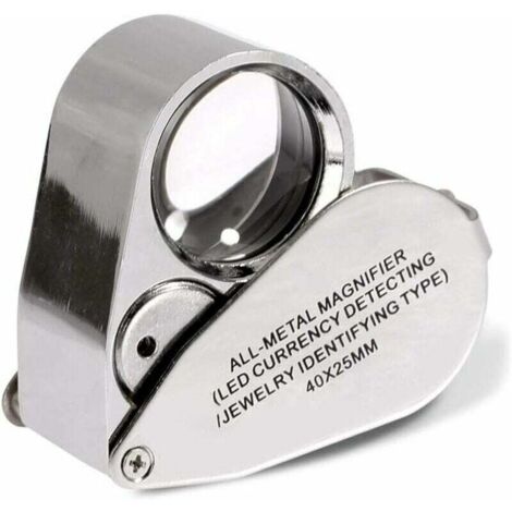 AlwaysH 40x Jewelers Loupe Folding Jewelry Eye Magnifier with Illuminated LED Light (LED Currency Detection / Jewelers Identifying Lupe Type)