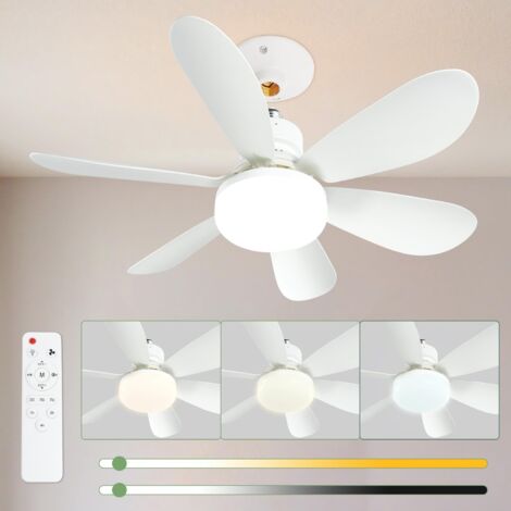 AlwaysH 52cm Quiet Ceiling Fan with Light and Remote Control, 40W Ceiling Fan Lamp with E27 Socket, Living Room, 3 Speeds, 6 Blades