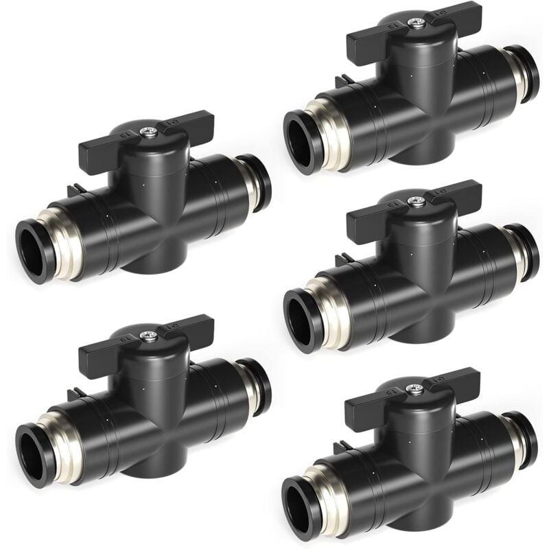 5pcs 10mm od Pneumatic Ball Valve, Push to Connect Control Valve Fittings (75.5mm) - Alwaysh