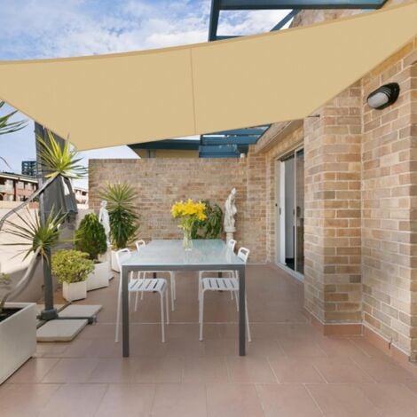 AlwaysH 5x5m Waterproof Sun Shade Sail - Rectangular UV Protection for Garden, Terrace or Balcony (Sand Color)