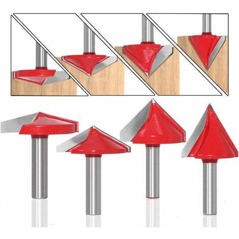 AlwaysH 6Pcs Fraise à rainurer droit en V, 60° 90° 120°, queue de 8mm, Fraise à bois 3D en V Fraise à graver CNC