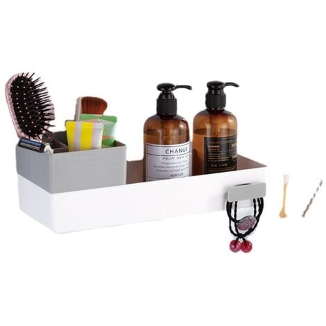 AlwaysH Adhesive Bathroom Shelf Without Drilling White Self-Adhesive Wall Shelf Floating Shower Shelf Plastic Shelf to stick on Tiles