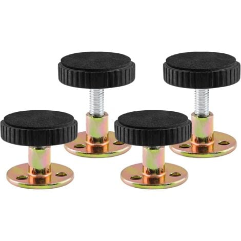 AlwaysH Adjustable Bed Frame with Threaded Damper (4pcs) (33-40mm) - Anti-vibration Tool Next to Bed - For Cabinets and Sofas - Black - Adjustable Anti-vibration Tool - Anti-vibration Spacer