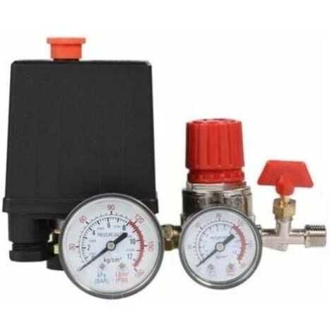 AHLSEN AlwaysH Air Compressor Air Compressor Pressure Switch Pressure Valve Switch With Gauge Regulators (Plastic Pressure Gauge)