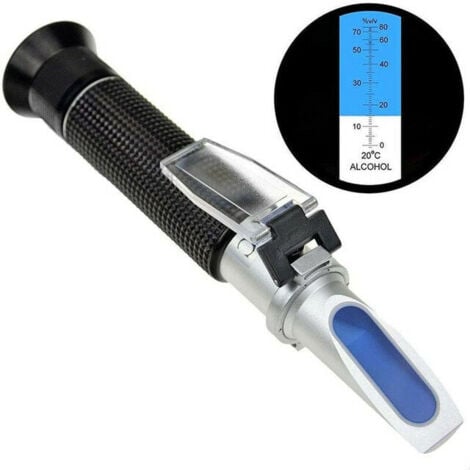 AlwaysH Alcohol refractometer for measurement of alcohol volume percentage spirits with automatic temperature compensation (ATC), range 0-80% v/v alcohol refractometer