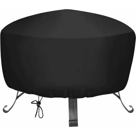 AlwaysH BBQ Fire Pit Cover, Round Fire Pit Cover with Drawstring, Waterproof Oxford Cloth Fire Pit Cover, Garden Furniture Cover, Stove Protector Cover (Dia.85x40)
