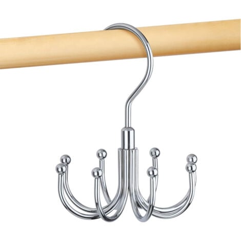 AlwaysH Belt Holder for Closet, Rotating Metal, Space Saving, Belt Storage, Tie Holder, Maximum Capacity of 24 Belts, Silver, 1 Unit