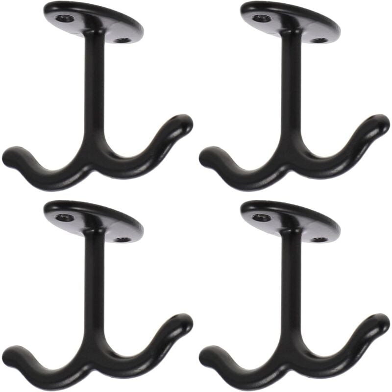 Ceiling Hook, 4 Pieces Screw-in Hook, Double Claw Design, Zinc Alloy Ceiling Hook for Ceiling Fans, Flower Baskets, Coats, Black - Alwaysh