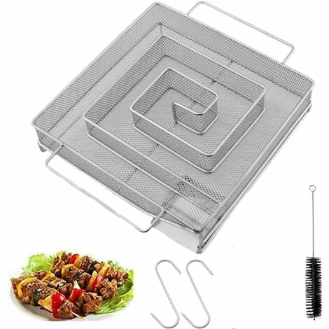 AlwaysH Cold Smoke Generator, Stainless Steel Cold Smoke Generator, Professional Smoke Generator with Cleaning Brush and Hook, Suitable for All Barbecues(15x15x4cm) -