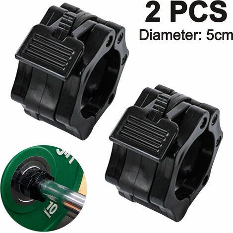 AlwaysH Collier Olympique Barbell Paire de Verrouillage Pro ABS Ensemble de 2 Pinces noires Parfait pour les ascenseurs puissants et la qualité professionnelle de l'entraînement olympique, noir