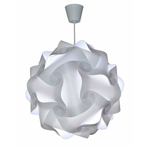 AlwaysH DIY Luminaire à Suspension - Lustre Chambre Prêt à Être Branché Abat-Jour à Suspendre au Plafond Pour Décoration Salon, Chambre Enfants, Ado, Adultes - Ø30 cm - Blanc（Ampoules non incluses）