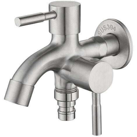 AlwaysH Double Garden Tap 1/2", Universal, Double Flow Faucet Brass, Double Ball Flow Faucet, Double Valve Faucet for Garden, Washing Machine