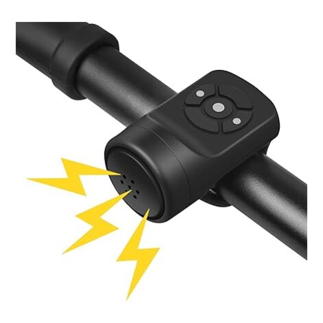 AlwaysH Electric Bike Bell, Electronic Horn Alarm 120dB Bike Bell, IPX4 Waterproof Portable USB Charging Bike Horn with Alarm, 4 Ring Modes, Black
