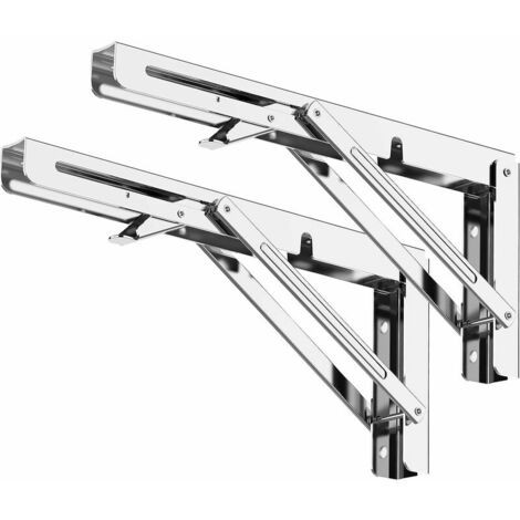 AlwaysH Équerre Pliante 300 mm,Supports d' Étagères Pliants Charge Maximale 120kg,Support Console Pliable En Acier Inoxydable,Equerre Pour Etagere Murale(2Pcs)
