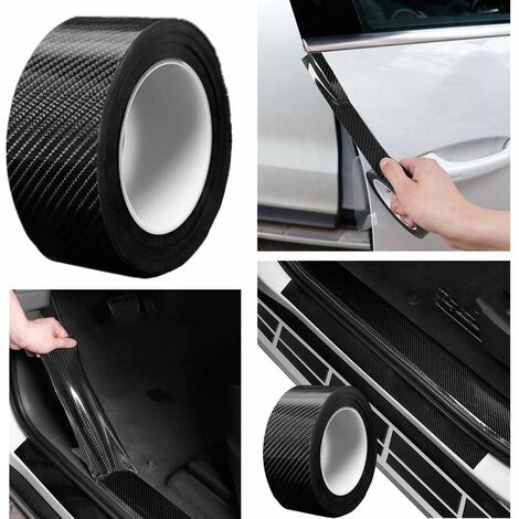AlwaysH Film de Protection Universel pour Seuil de Porte de Voiture, 5M Autocollant Fibre de Carbone Protecteur de pare-chocs, Protection Seuil Porte de Voiture Protecteurs de Jante (5cm x 5m) -