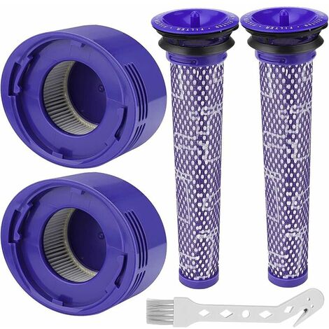 AlwaysH Filtre pour Dyson V8/V7, Filtres de Rechange Lavable pour Aspirateur Dyson V7/V8 Absolute et Animal, Accessoire Aspirateur pour Dyson V8 Avec 2 Post-Filtres HEPA, 2 Pré-Filtres, 1 Outil de Net