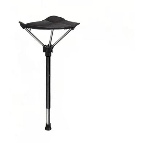 AlwaysH Folding Stool - Stool - Telescopic Stool - Walkstool - Lightweight Fishing Stool - Lightweight - Camping - One Leg - Black - 57-85cm