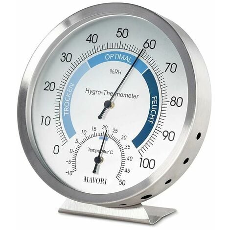 AlwaysH Hygrometer Indoor Analog Thermometer - High Quality Stainless Steel Humidity Meter and Room Thermometer，