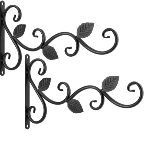 AlwaysH Iron Wall Hook Holder for Flower Pot, [2 PCS] Plant Hanger Bird-Shaped Wall Mount for Lantern Basket, Outdoor Balcony Garden Decoration - Black Varnish