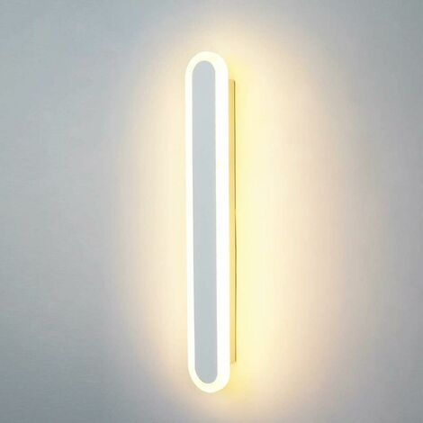 AlwaysH LED Applique Longue Murale,60CM 24W Applique Murale Intérieure,3 Colore Dimming Lumière RA≥85 Moderne Lampe Murale,Applique Design pour Chambre Salon Escalier Couloir AC175-265V(Blanche)（Piles