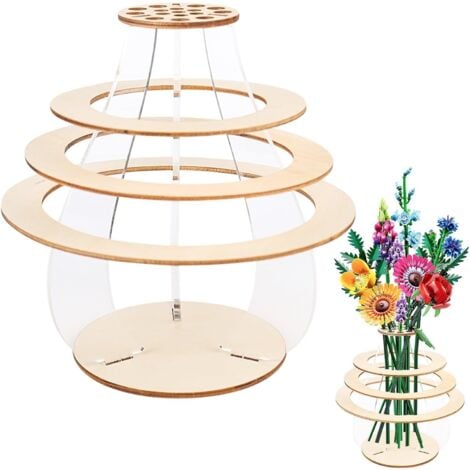 AlwaysH Lego Flower Vase, Wooden Vase Building Kit, Wooden Puzzle, Lego Bouquet Vase, Rose, Orchid, Plant Holder, Gift for Flower Lovers