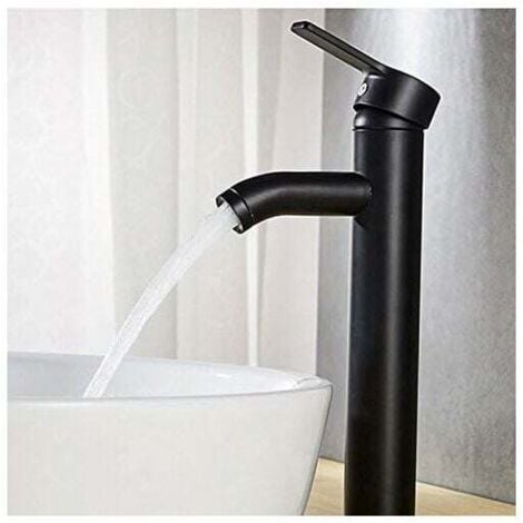 AlwaysH Matte Black Faucet Copper Bathroom Sink Mixer Tap Matte Hot Cold Water Basin Sleek faucets and retro design Single hole lever faucet Durable basin