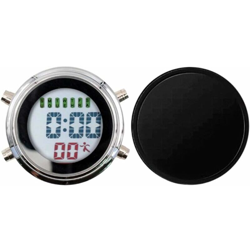 SHINING HOUSE Mini Motorcycle Clock Waterproof Watch Digital Clock Motorbike Clock - Silver Black