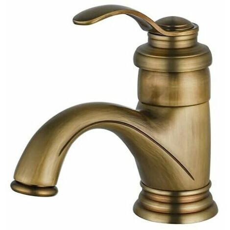 AlwaysH Mitigeur de lavabo Robinet de salle de bain Antique rétro Robinet de lavabo Robinet de salle de bain en laiton brossé nostalgie pour salle de bain
